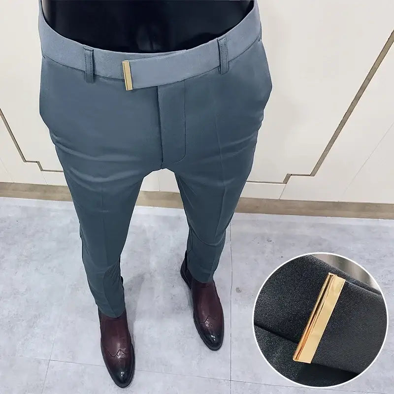 R&z - Casual Business Dress Pants Fashion Social Solid Wedding Party Suit Pants Slim Fit Suit Pants - 615 grey / 36