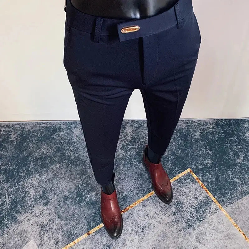 R&z - Casual Business Dress Pants Fashion Social Solid Wedding Party Suit Pants Slim Fit Suit Pants - 616 Blue / 36