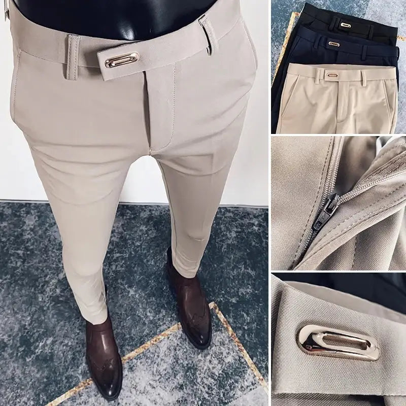 R&z - Casual Business Dress Pants Fashion Social Solid Wedding Party Suit Pants Slim Fit Suit Pants - Men’s Pants