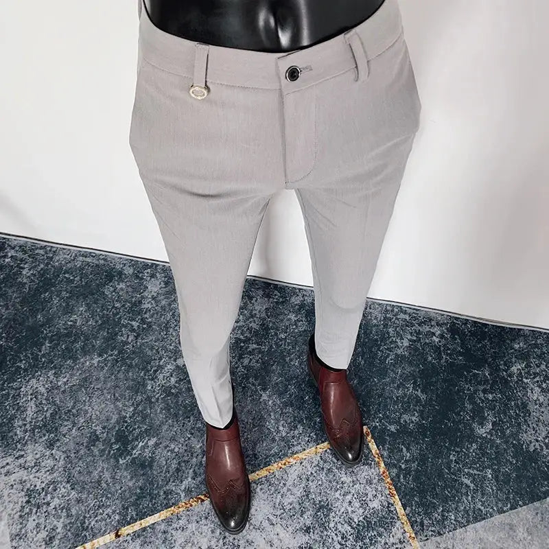 R&z - Casual Business Dress Pants Fashion Social Solid Wedding Party Suit Pants Slim Fit Suit Pants - 9089 Gray / 33