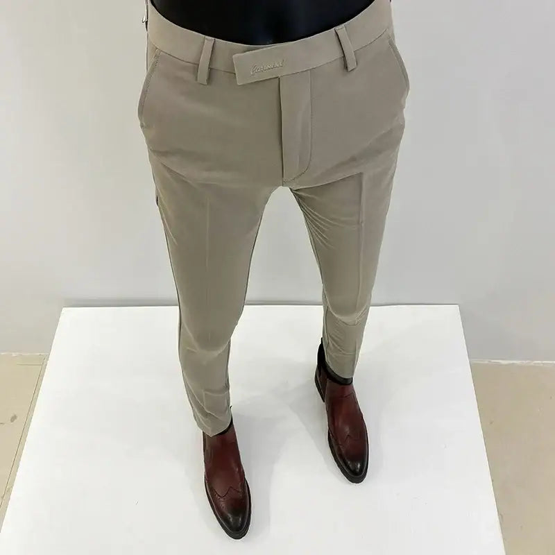 R&z - Casual Business Dress Pants Fashion Social Solid Wedding Party Suit Pants Slim Fit Suit Pants - 910 Greyish green