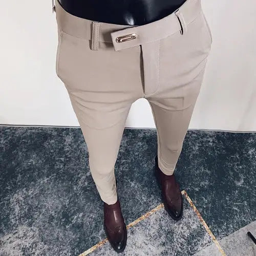 R&z - Casual Business Dress Pants Fashion Social Solid Wedding Party Suit Pants Slim Fit Suit Pants - 616 Khaki / 30