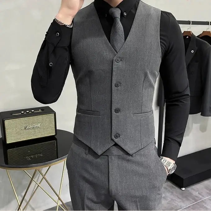 R&z - Casual Business Vest Groom Wedding Suit Party Waist Coat - Medium Gray / S (EUR 4XS) - Executive Business Wear