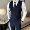 R&z - Casual Business Vest Groom Wedding Suit Party Waist Coat - Navy Blue / S (EUR 4XS) - Executive Business Wear