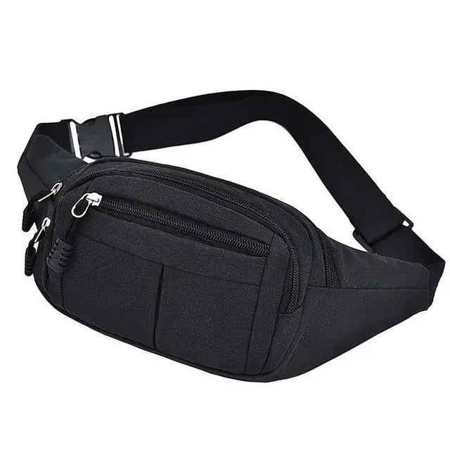 R&z - Casual Canvas Waist Pack for Phones and Wallets - Black