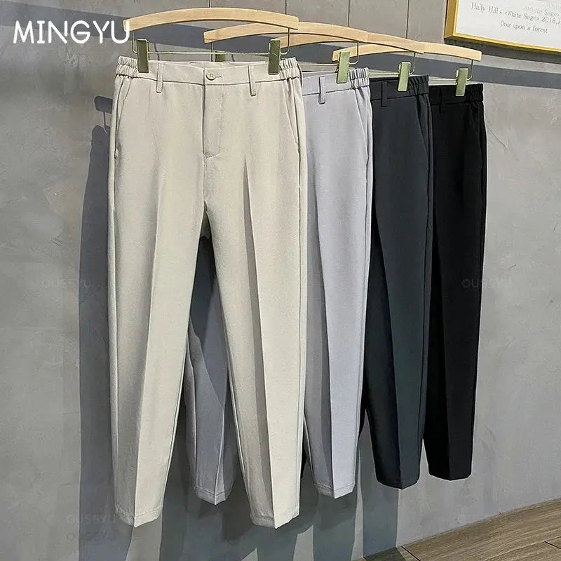 R&z - Casual Pants Suit Pant Slim Fit Work Elastic Waist Jogging Business Trousers Male - Men’s Pants