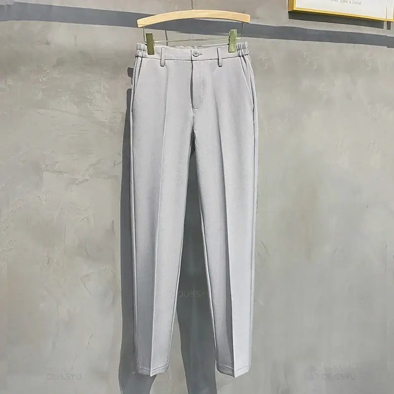 R&z - Casual Pants Suit Pant Slim Fit Work Elastic Waist Jogging Business Trousers Male - Light grey / 42 - Men’s Pants