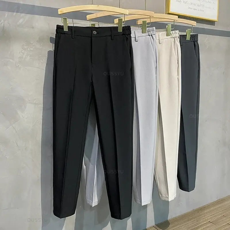 R&z - Casual Pants Suit Pant Slim Fit Work Elastic Waist Jogging Business Trousers Male - Men’s Pants