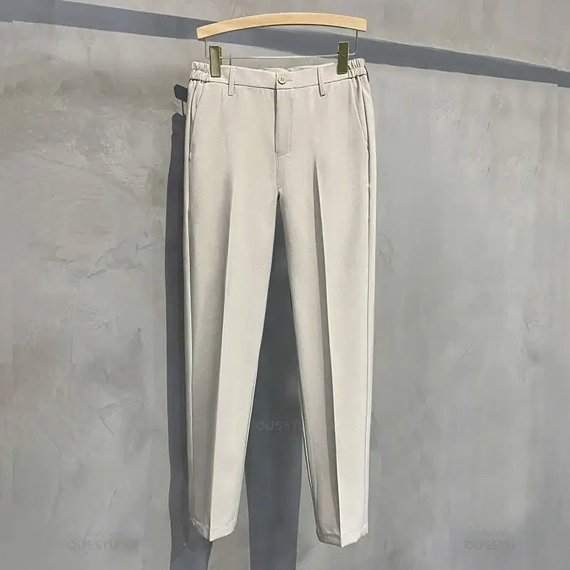 R&z - Casual Pants Suit Pant Slim Fit Work Elastic Waist Jogging Business Trousers Male - Khaki / 27 - Men’s Pants