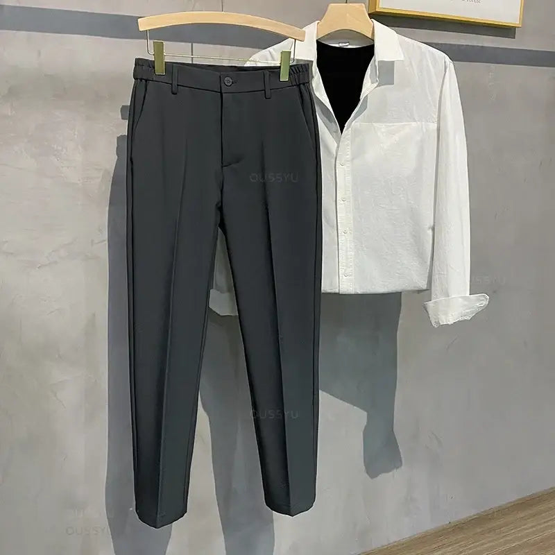 R&z - Casual Pants Suit Pant Slim Fit Work Elastic Waist Jogging Business Trousers Male - Men’s Pants