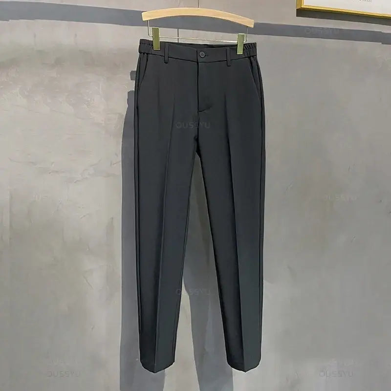 R&z - Casual Pants Suit Pant Slim Fit Work Elastic Waist Jogging Business Trousers Male - Dark grey / 40 - Men’s Pants