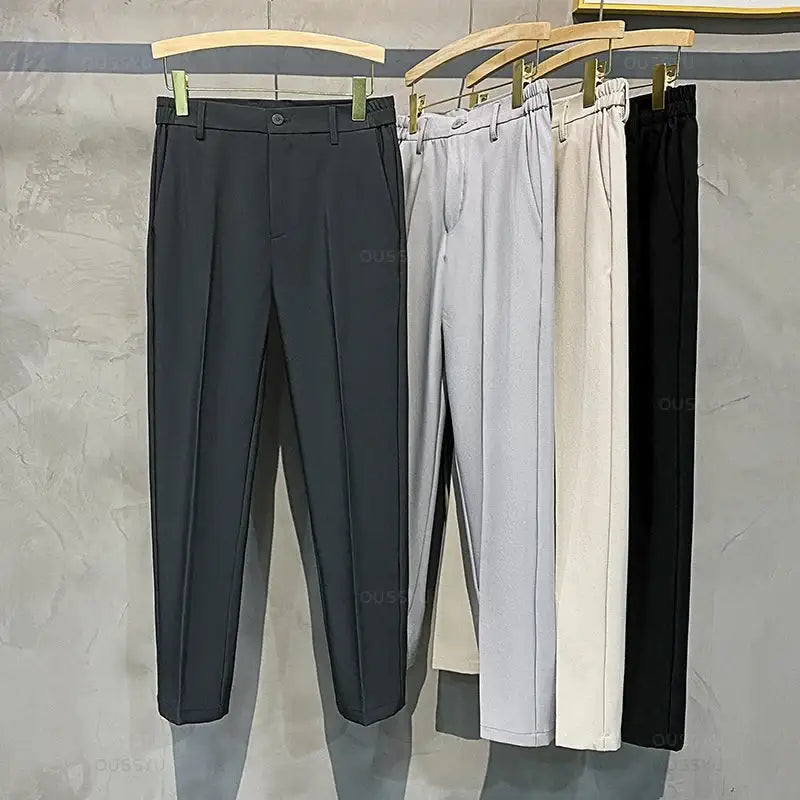 R&z - Casual Pants Suit Pant Slim Fit Work Elastic Waist Jogging Business Trousers Male - Men’s Pants