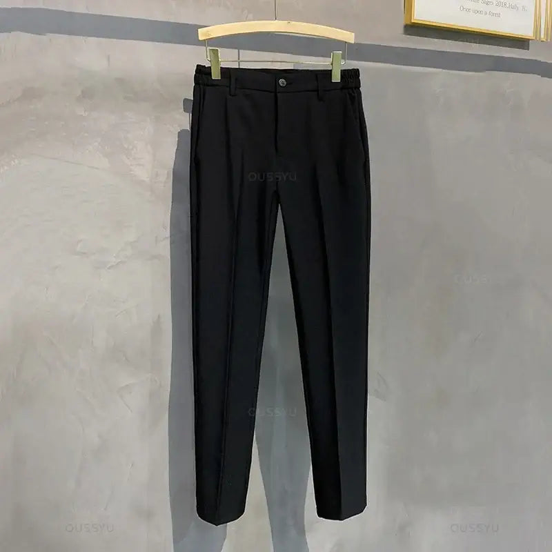 R&z - Casual Pants Suit Pant Slim Fit Work Elastic Waist Jogging Business Trousers Male - Black / 27 - Men’s Pants