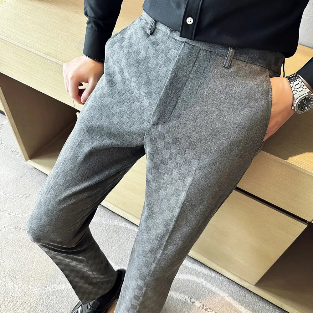 R&z - Casual Plaid Suit Pants Fashion Men’s Slim Fit Business Social Dress Pants Formal Wedding Social Party - Medium
