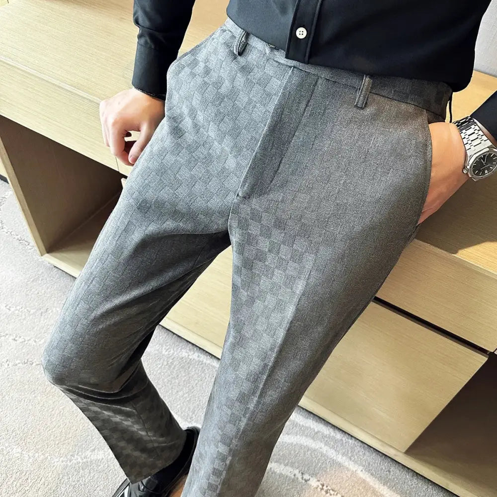 R&z - Casual Plaid Suit Pants Fashion Men’s Slim Fit Business Social Dress Pants Formal Wedding Social Party - Medium
