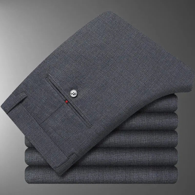 R&z - Casual Suit Pants Men Solid High Waist Straight Office Formal Trousers Mens Classic - Men’s Pants