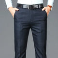 R&z - Casual Suit Pants Men Solid High Waist Straight Office Formal Trousers Mens Classic - grey blue / 32 - Men’s Pants