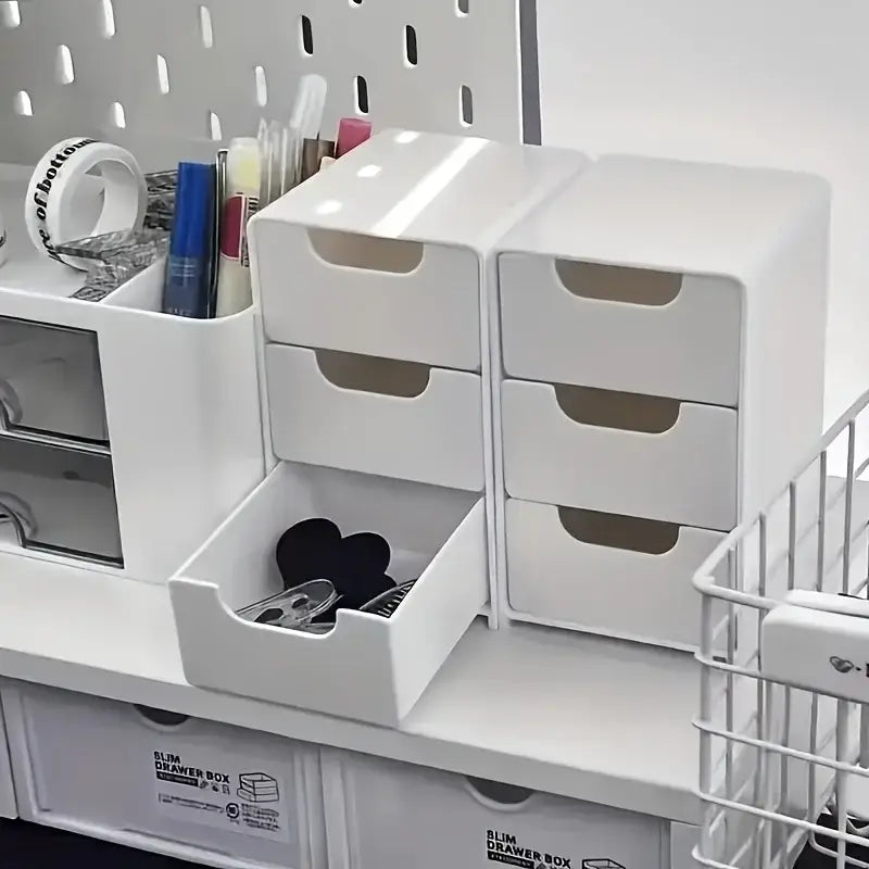 R&z - Chic 3-Tier Desk Organizer with Drawers - Ideal for Office Supplies Jewelry & Cosmetics Storage - Portable