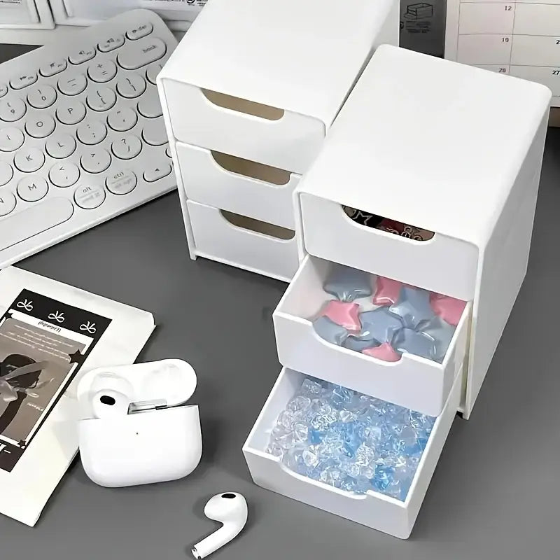 R&z - Chic 3-Tier Desk Organizer with Drawers - Ideal for Office Supplies Jewelry & Cosmetics Storage - Portable