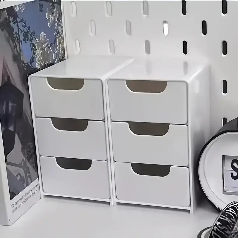 R&z - Chic 3-Tier Desk Organizer with Drawers - Ideal for Office Supplies Jewelry & Cosmetics Storage - Portable