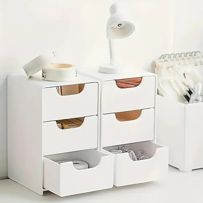 R&z - Chic 3-Tier Desk Organizer with Drawers - Ideal for Office Supplies Jewelry & Cosmetics Storage - Portable