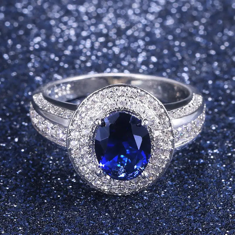 R&z - Classic Inlaid Four-Claw Sapphire Ring