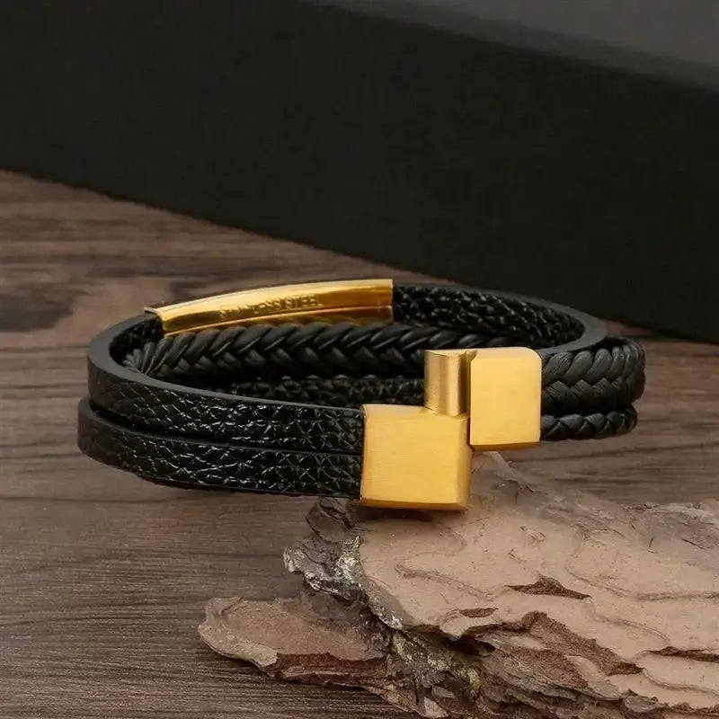 R&Z - Classic Men’s Multi Layer Leather Bracelte