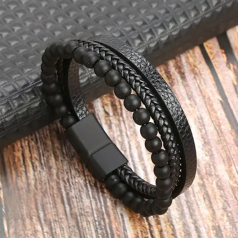 R&Z - Classic Men’s Multi Layer Leather Bracelte