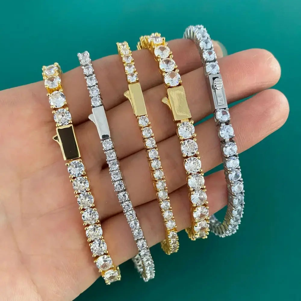 R&Z - Classic Tennis Bracelet - 18cm bracelet / GOLD / 4mm width
