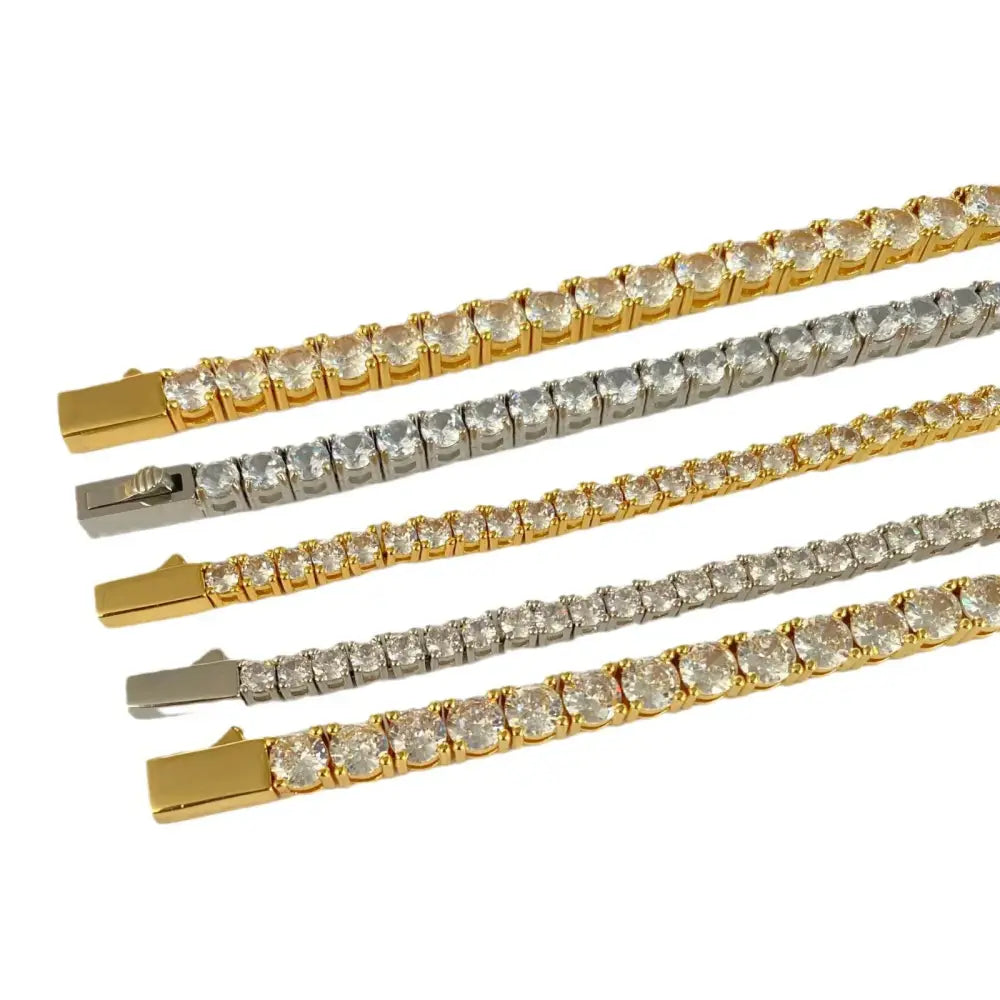 R&Z - Classic Tennis Bracelet - 19cm bracelet / GOLD / 4mm width