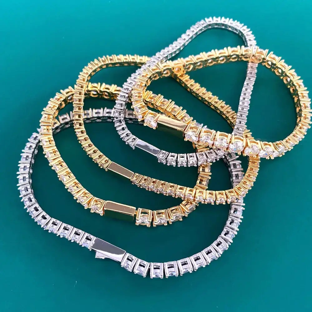 R&Z - Classic Tennis Bracelet - 45cm necklace / GOLD / 3mm width