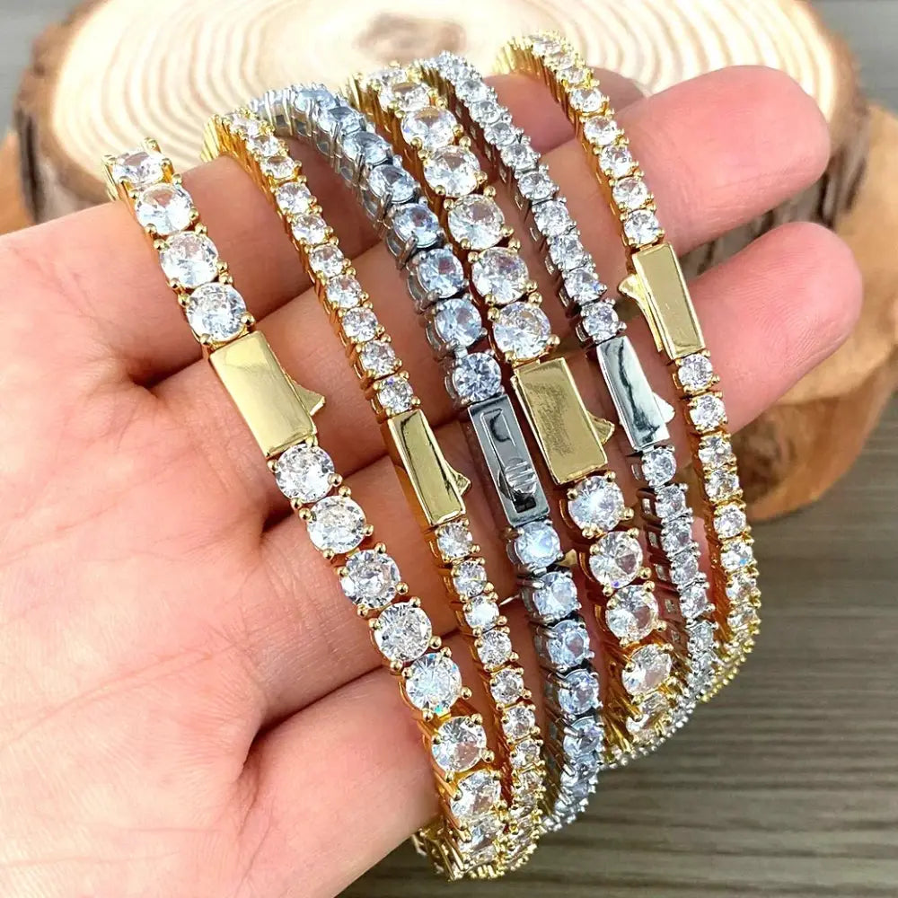 R&Z - Classic Tennis Bracelet - 55cm necklace / GOLD / 5mm width