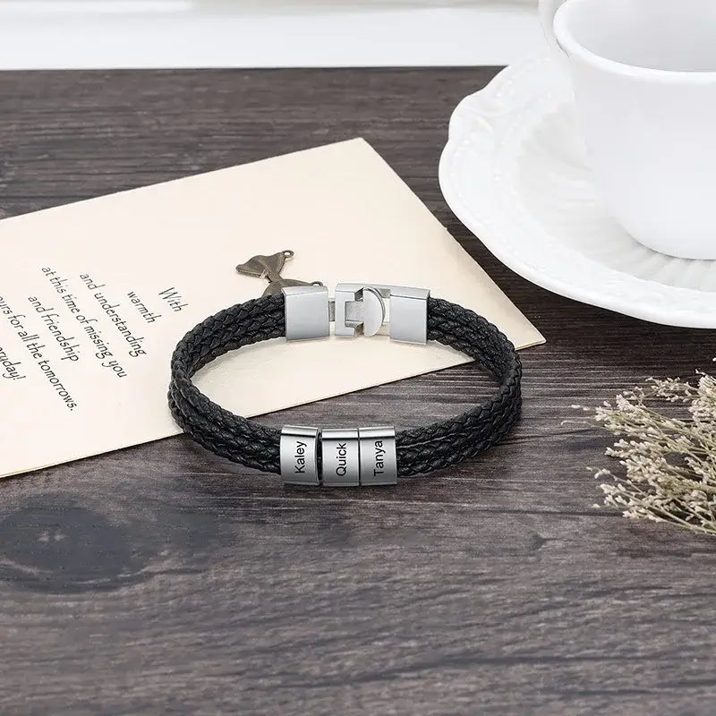 R&Z - Custom Engraved Leather Bracelet