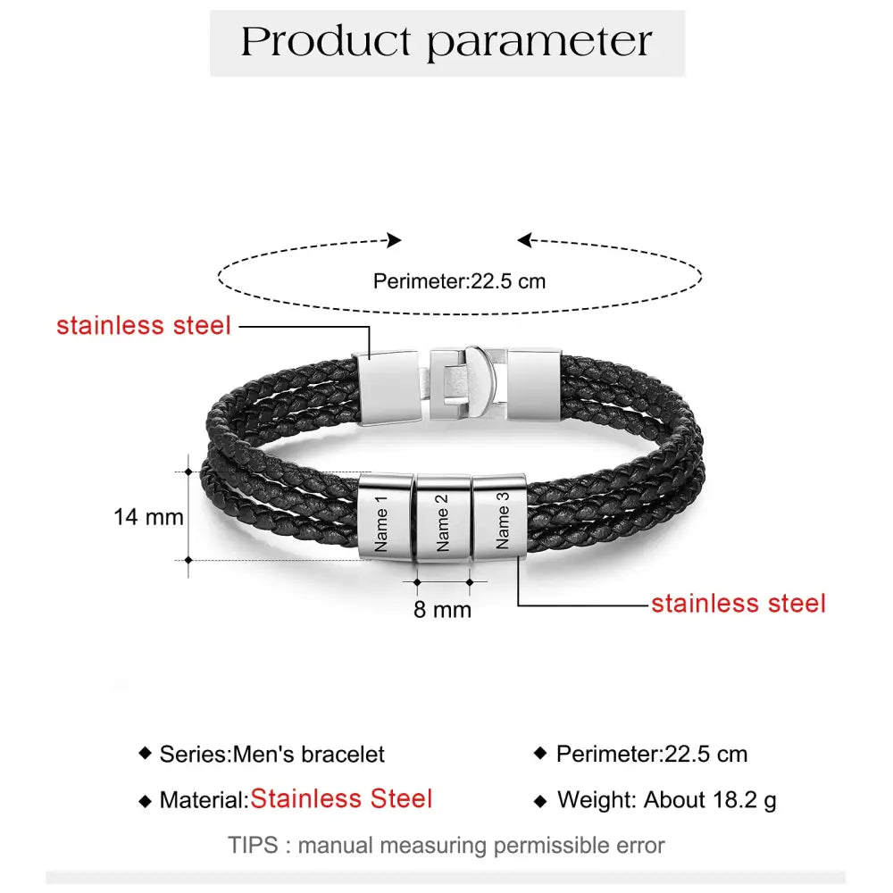 R&Z - Custom Engraved Leather Bracelet