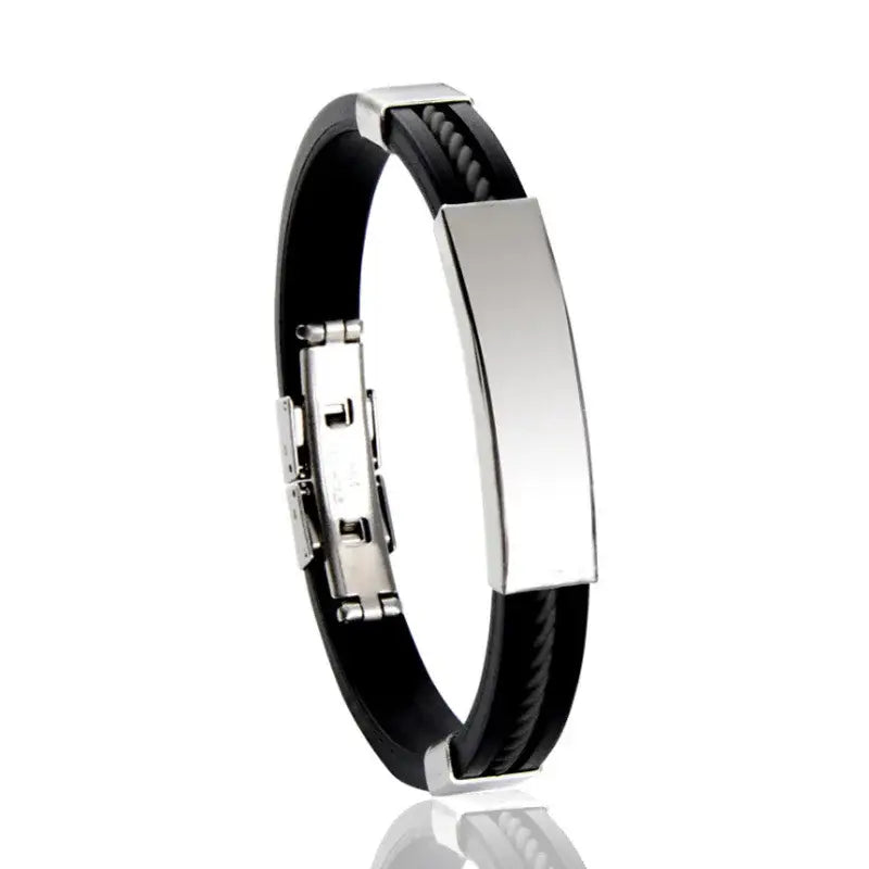 R&Z - Custom Engraved Silicone Bracelent - engrave name / black