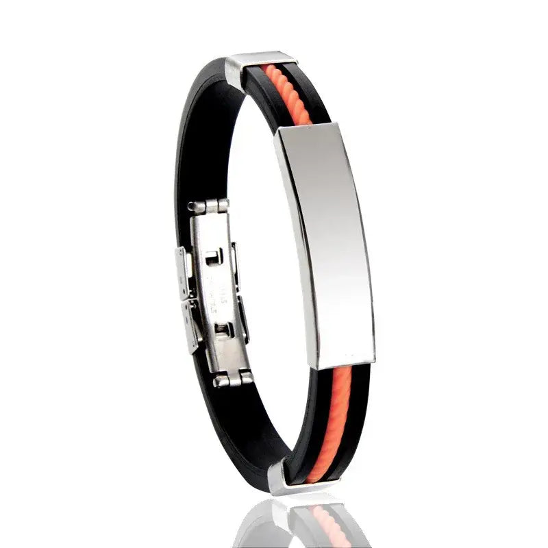 R&Z - Custom Engraved Silicone Bracelent - engrave name / Orange