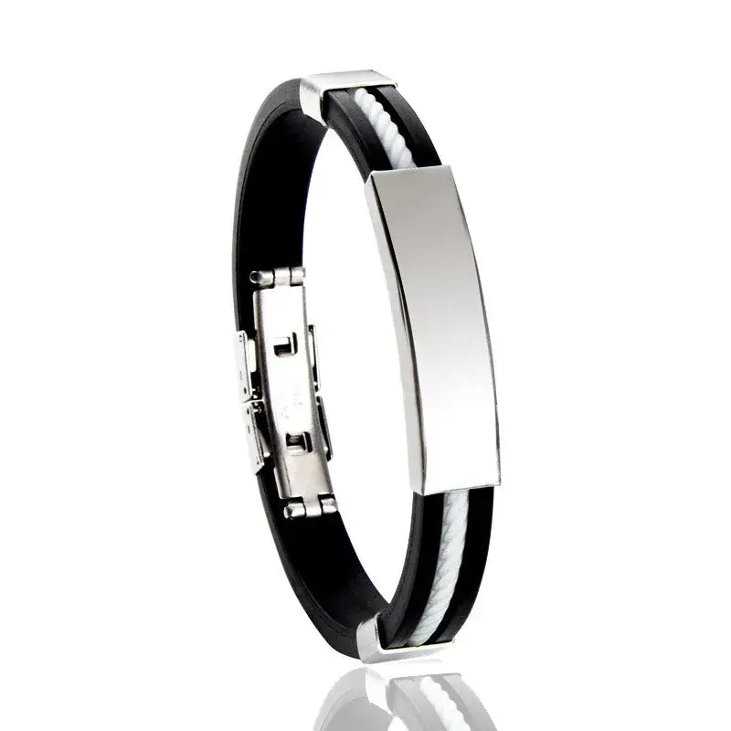 R&Z - Custom Engraved Silicone Bracelent - engrave name / white