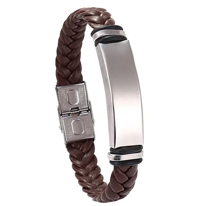 R&Z - Custom Engraved Woven Leather Bracelte