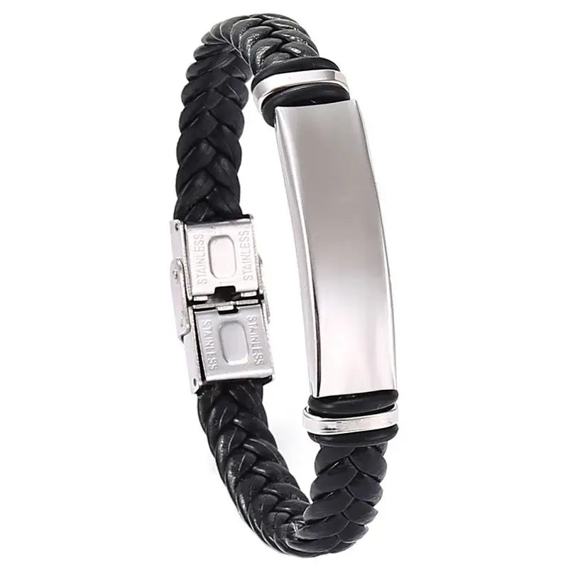 R&Z - Custom Engraved Woven Leather Bracelte