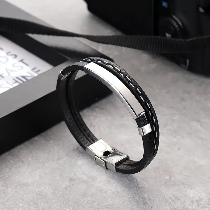 R&Z - Custom Engraved Woven Leather Bracelte