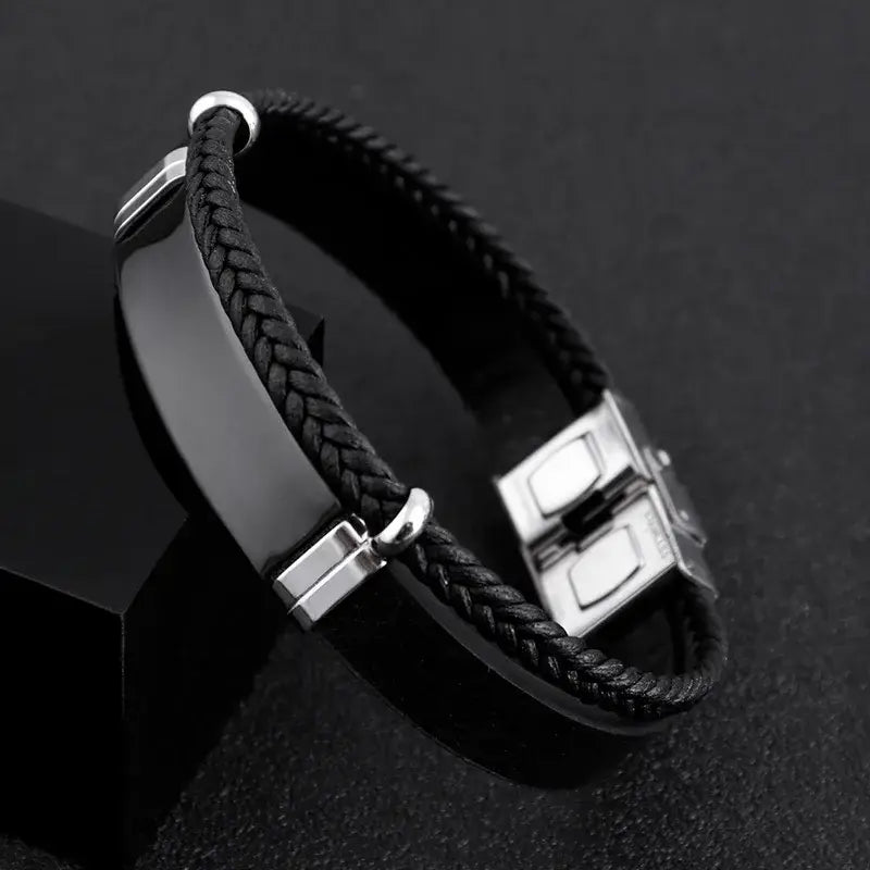 R&Z - Custom Engraved Woven Leather Bracelte