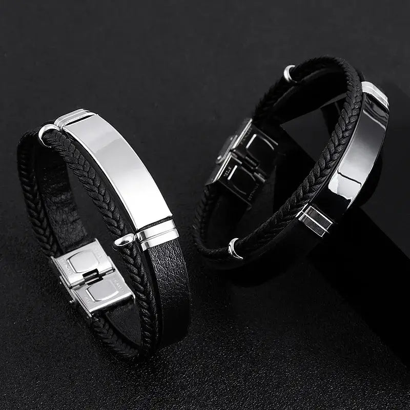 R&Z - Custom Engraved Woven Leather Bracelte