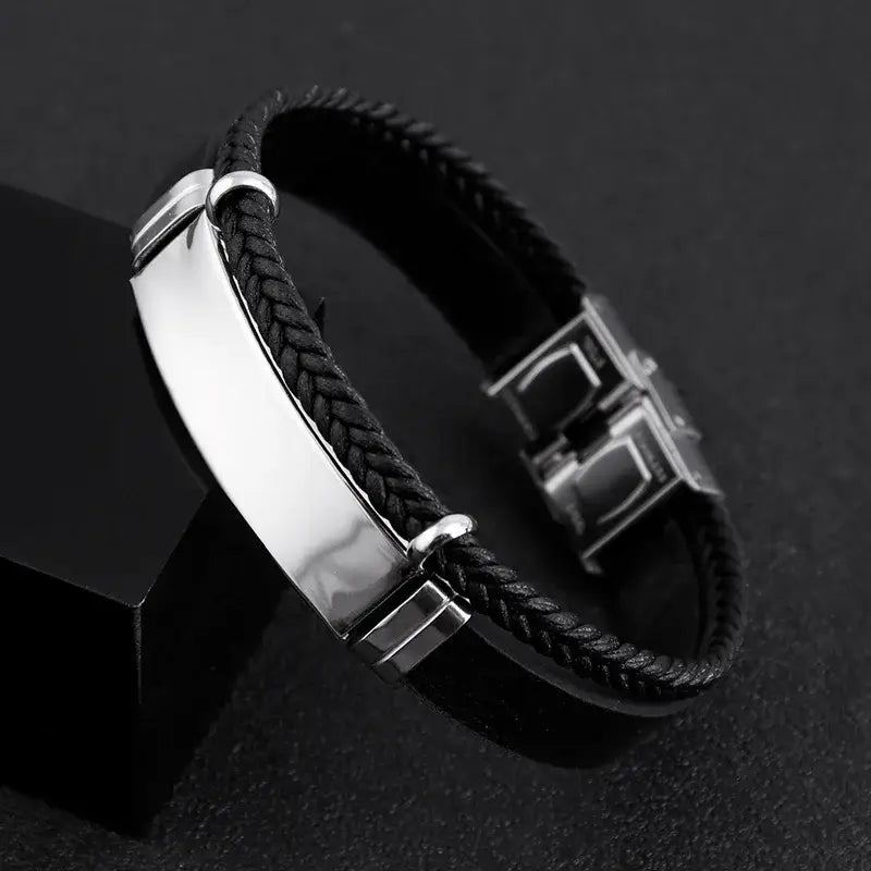 R&Z - Custom Engraved Woven Leather Bracelte