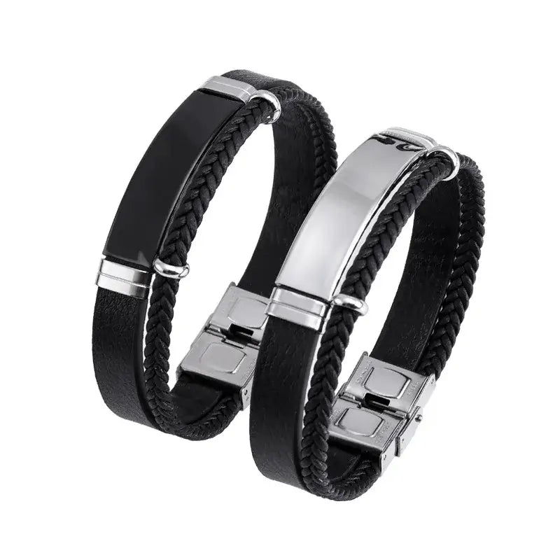 R&Z - Custom Engraved Woven Leather Bracelte
