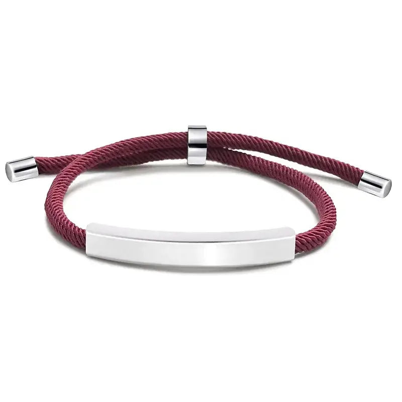 R&Z - Custom Engraved Woven Leather Bracelte - Custom