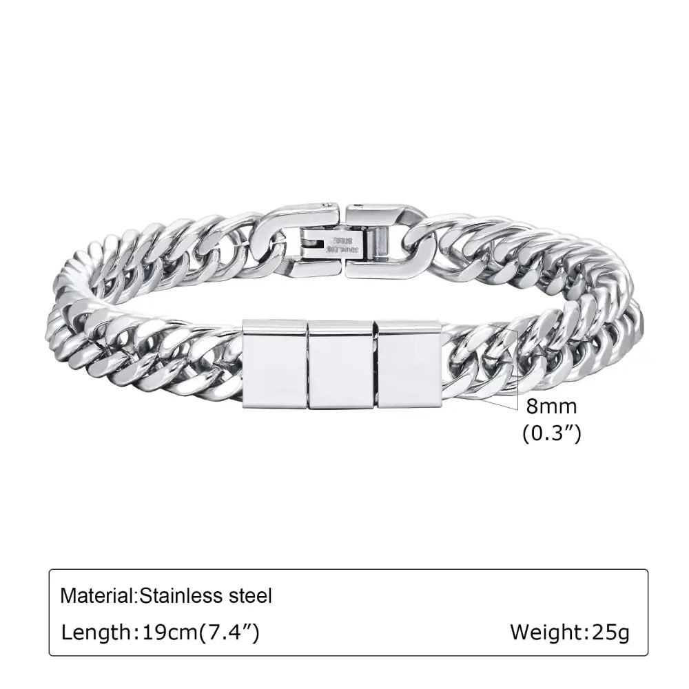 R&Z - Custom NameCuban Iink Bracelte - No Custom / 3 Plates