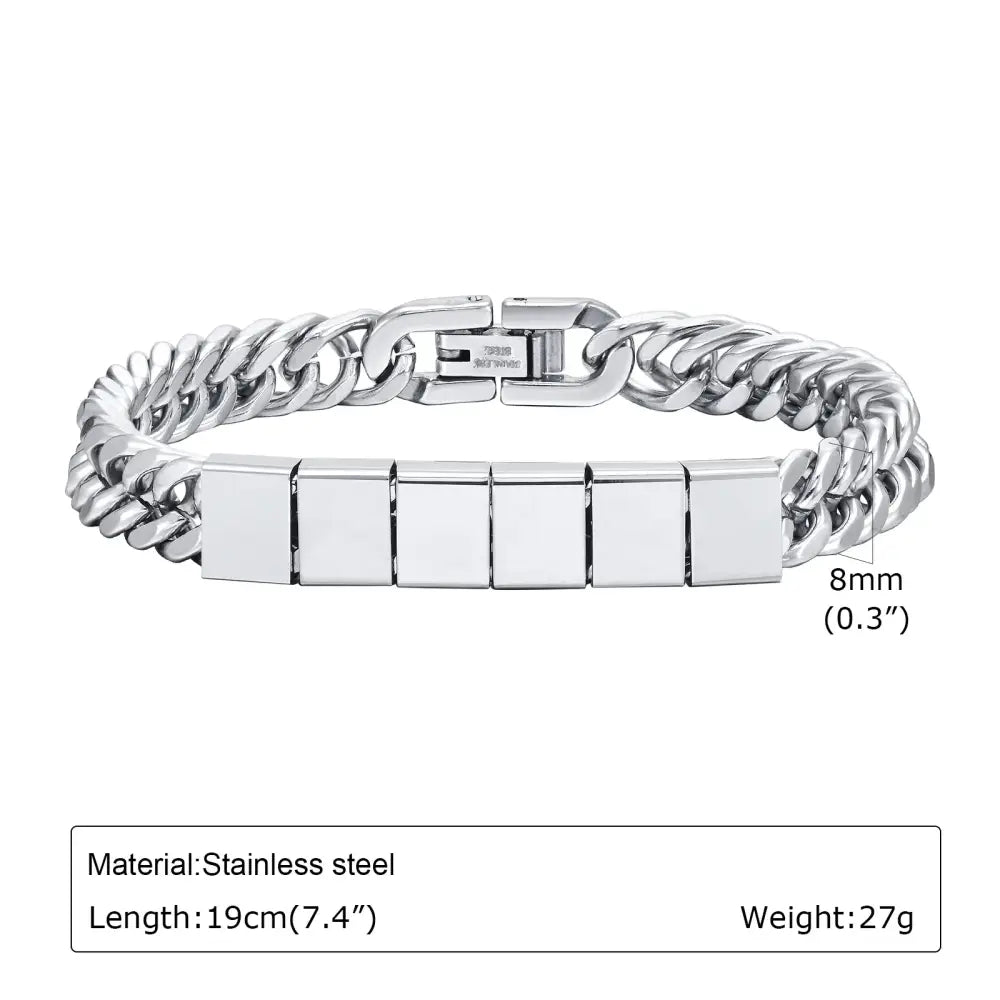 R&Z - Custom NameCuban Iink Bracelte - No Custom / 6 Plates