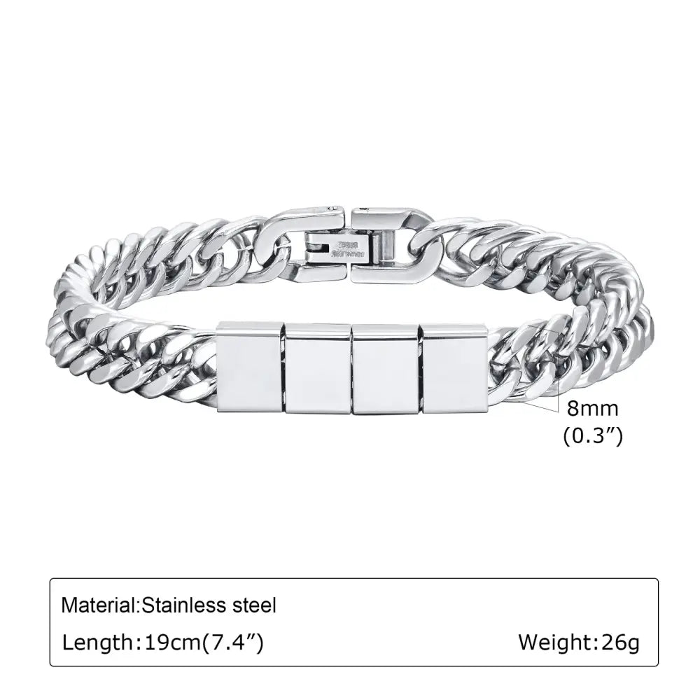 R&Z - Custom NameCuban Iink Bracelte - Custom Text / 4 Plates