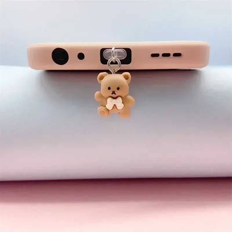 R&z - Cute Little Bear Phone Dust Plug Pendant for Phone - Brown for Android - Electronics Accessories