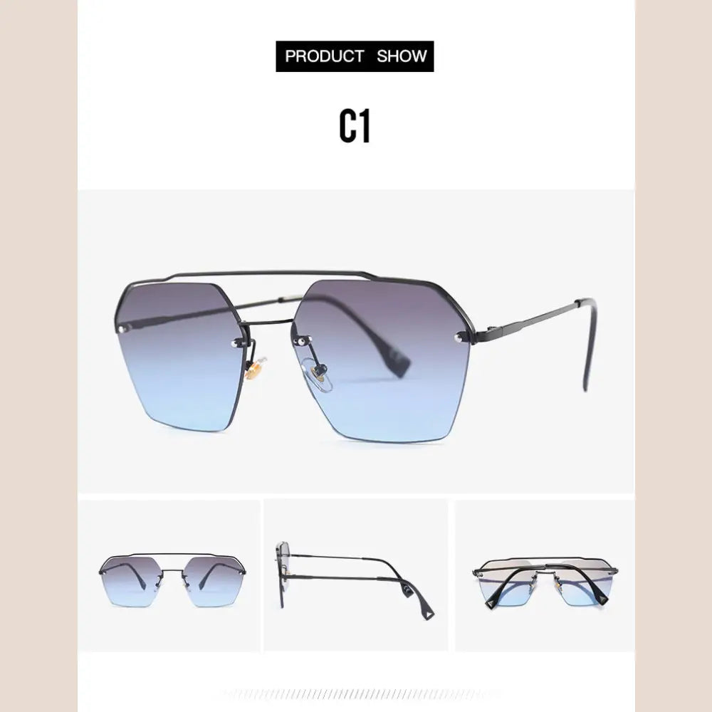 R&z - Fashionable Dual-Bridge Sunglasses for Women - C1